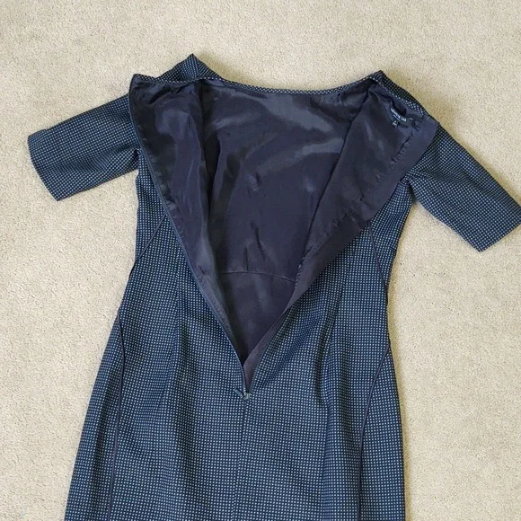 EUC Lafayette 148 navy blue dot midi dress - Picture 7 of 7